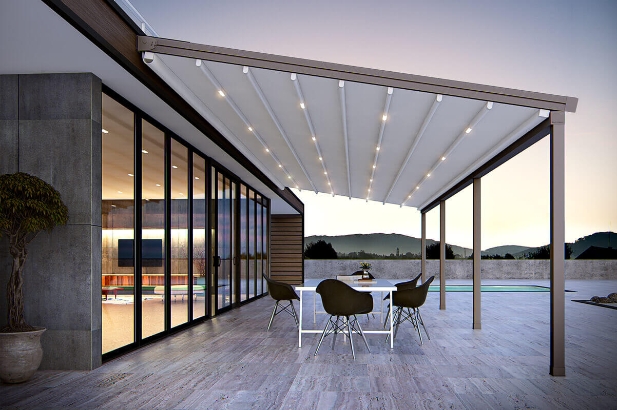 نمونه سقف پارچه ای همراه با روشنایی- محل نصب تراس